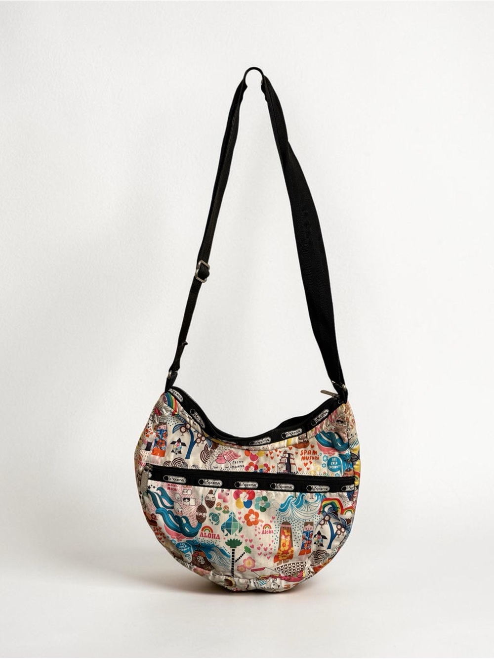 Lesportsac Multicolored Printed Shoulder Bag with Black Strap
